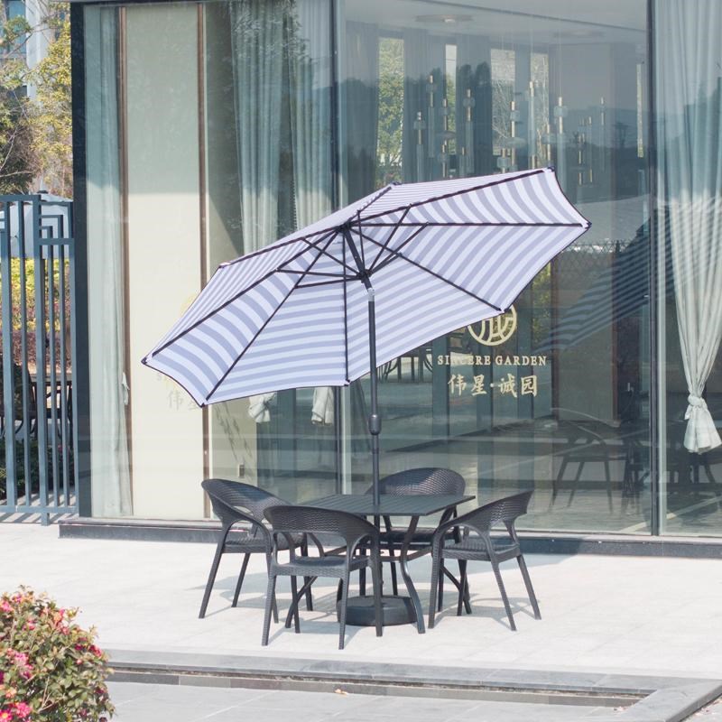 蓝白条中柱伞户外遮阳伞沙滩中柱伞室外咖啡店Q外摆大型休闲条纹