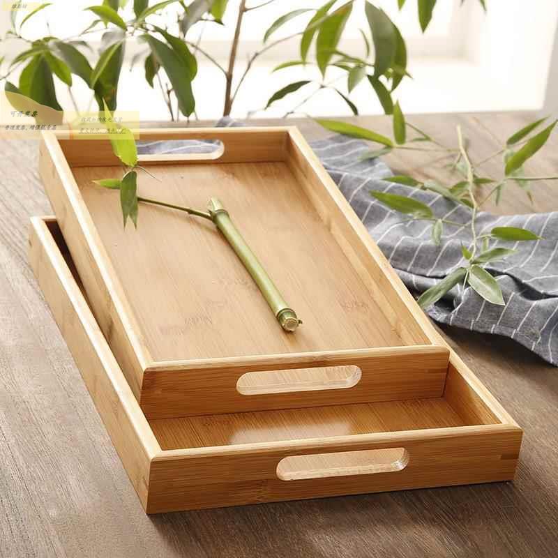 竹木托盘烧长方盘家用茶餐厅酒店手提面包木盘月子PEB端餐盘烤木