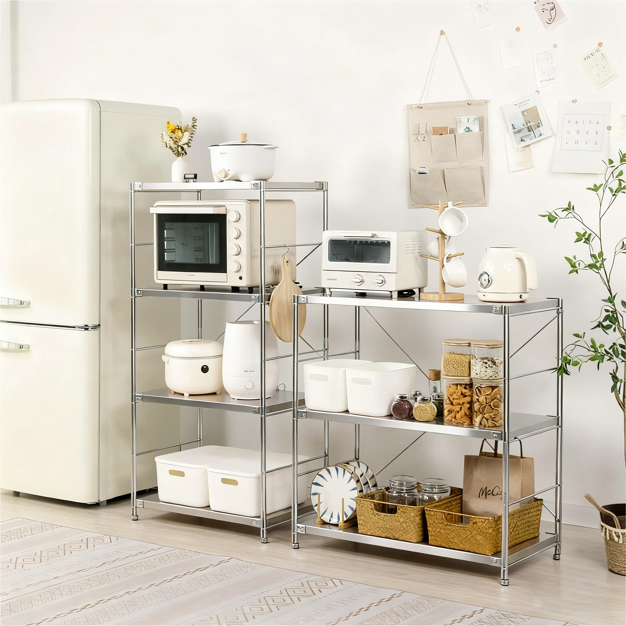 日式不锈钢厨房置物架