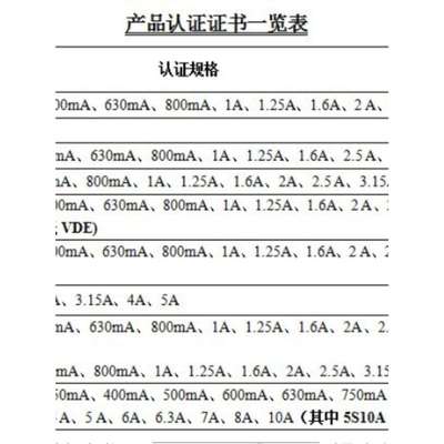 5*20玻璃保险丝Ul Vde 3C认证快断/慢断0.5A1A2A3A5A10A15A保险丝