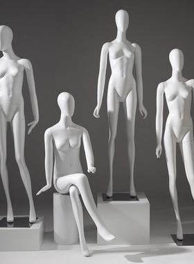 高档女装店模特女全身哑白色人体假人模特展示架婚纱橱窗陈列模型