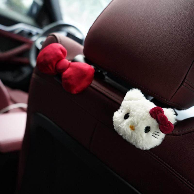 原创手工可爱蝴蝶结汽车座椅多功能收纳后车内用品kt车用挂钩装饰