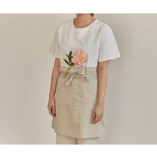 花艺画室咖啡店文艺清新工作服 韩版 日式 简约森系复古棉麻围裙