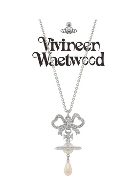 蝴蝶结立体土星珍珠项链女高级感