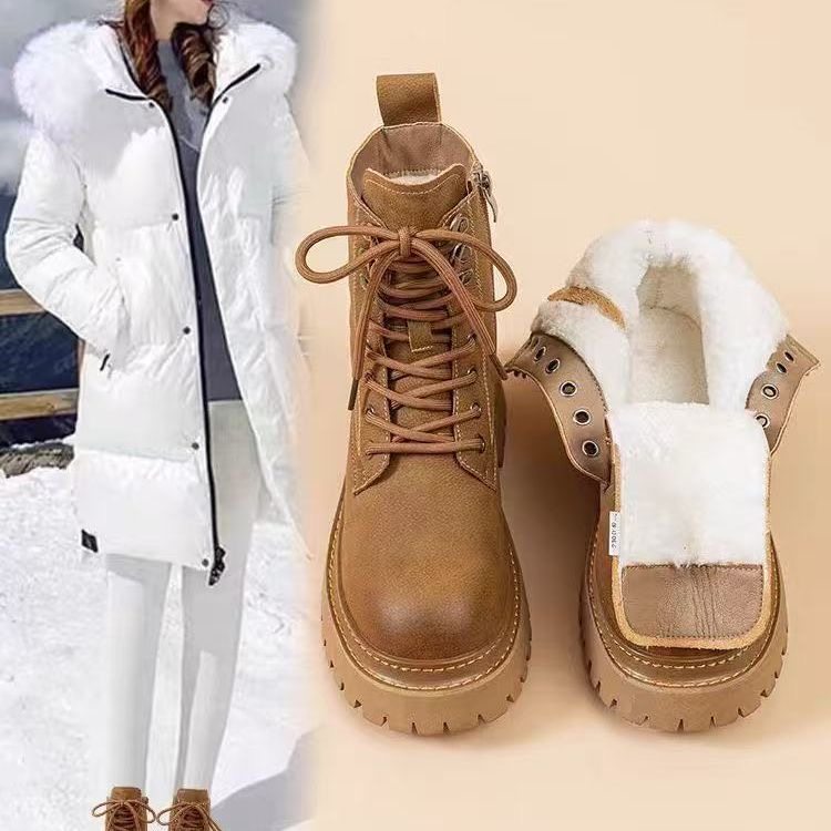 马丁靴女鞋子2026新款爆款秋款内增高靴子真皮短靴冬季加绒棉鞋