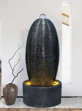 流水生财摆件风水轮玄关循环水喷泉落地客厅装饰造景观招财风水球