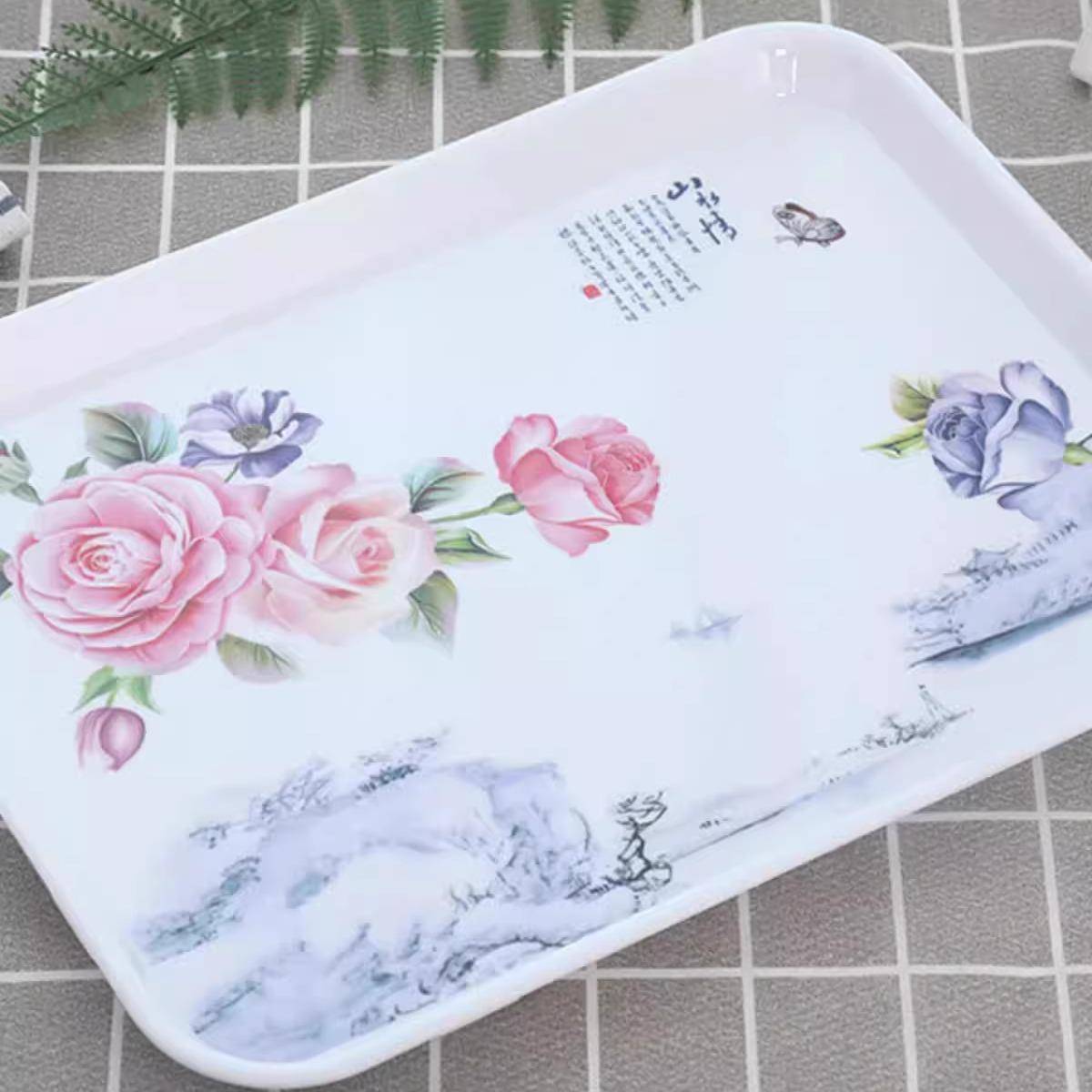 长方形密胺托盘欧式家用水杯茶盘塑料托盘餐具盘水果盘餐具收纳盘
