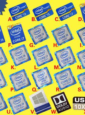 原装2 3 4 5 6 7 8 9代 cpu i9 i7 i5 i3笔记本电脑贴纸装饰标签