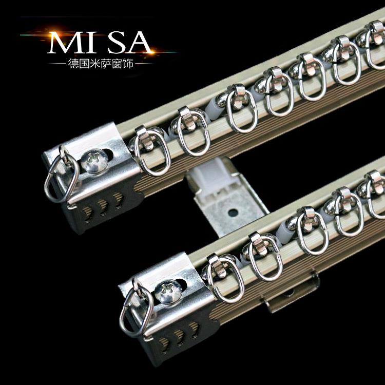 加厚重型铝合金窗帘轨道杆静音罗马杆单双直轨滑道轮导轨顶装侧装