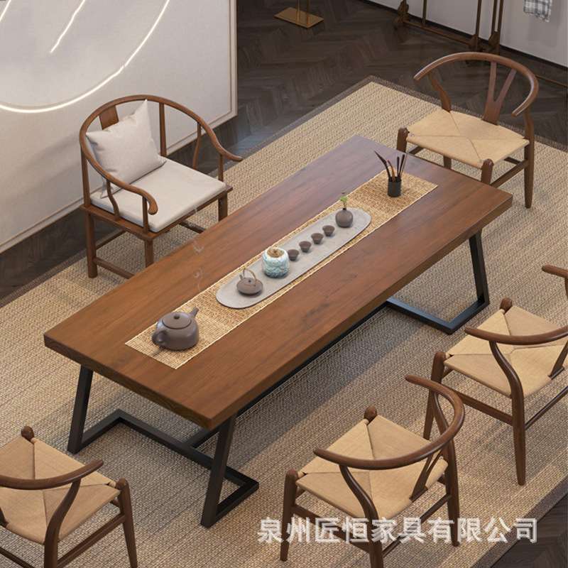 新中式实木茶桌家用客厅禅意会客简约茶台全套办公室洽谈会客茶几