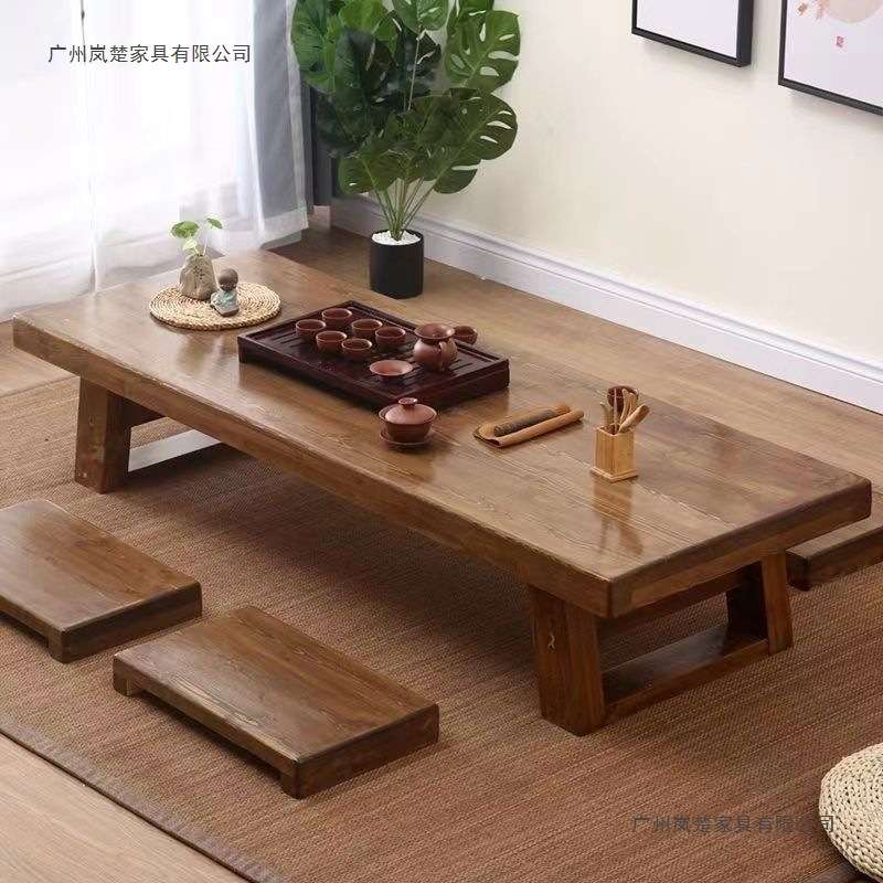 简约纯实木日式茶桌禅意阳台榻榻米茶几长条矮桌简易经济型长条桌