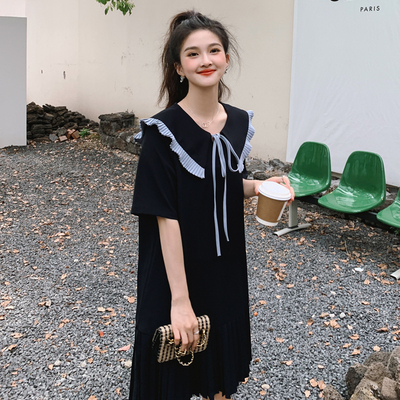 学院风小个子海军领连衣