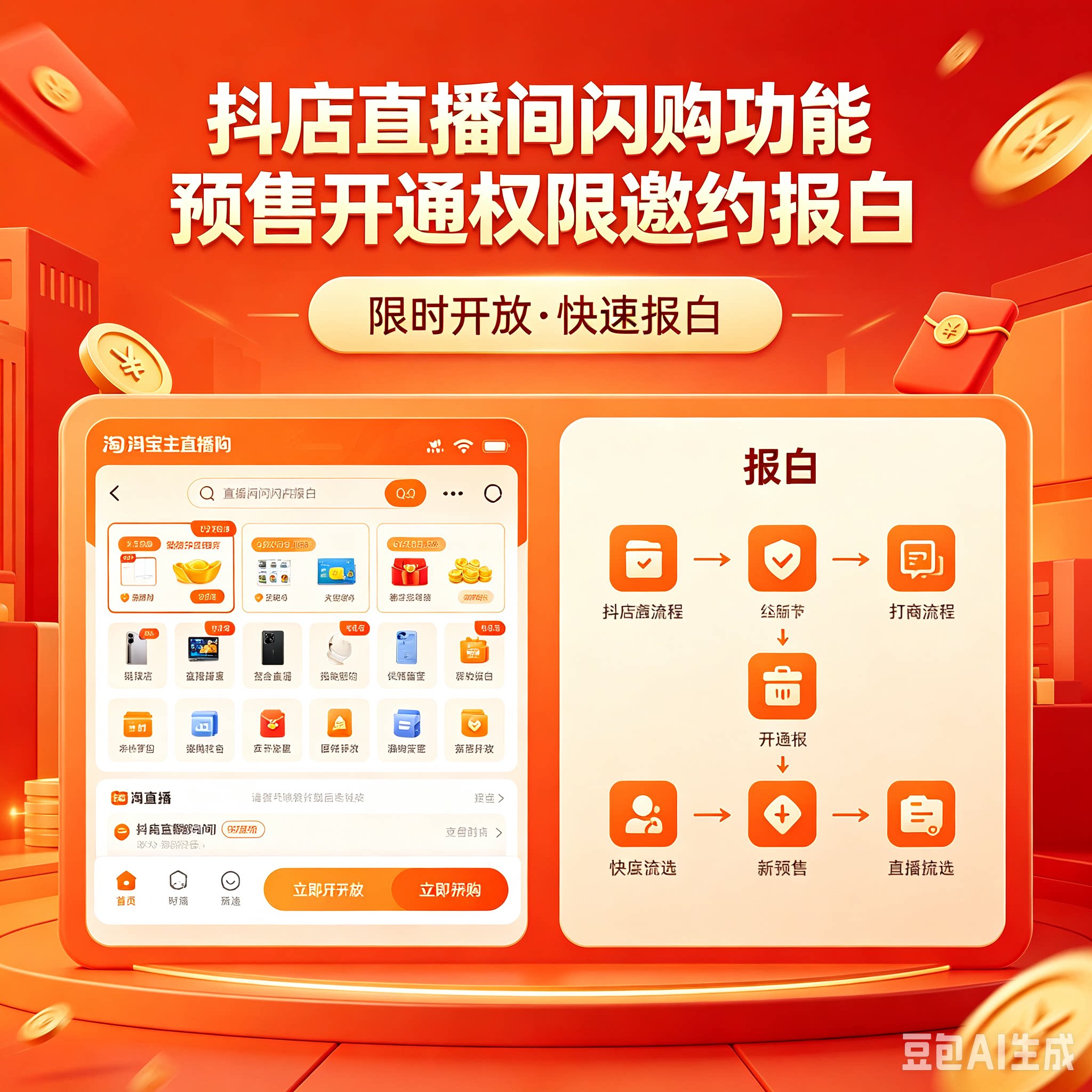 抖店直播间闪购功能预售功能开通其它设计服务