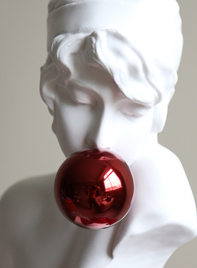 珠光红吹泡泡女孩雕塑雕像艺术装饰品酒店民宿婚房氛围感创意摆件