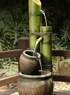 创意水景入户花园摆件落地流水喷泉庭院装饰造景日式院子假山盆景