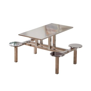 不锈钢学校食堂餐桌椅工厂加固加厚连体餐桌员工饭堂桌椅4 6人位