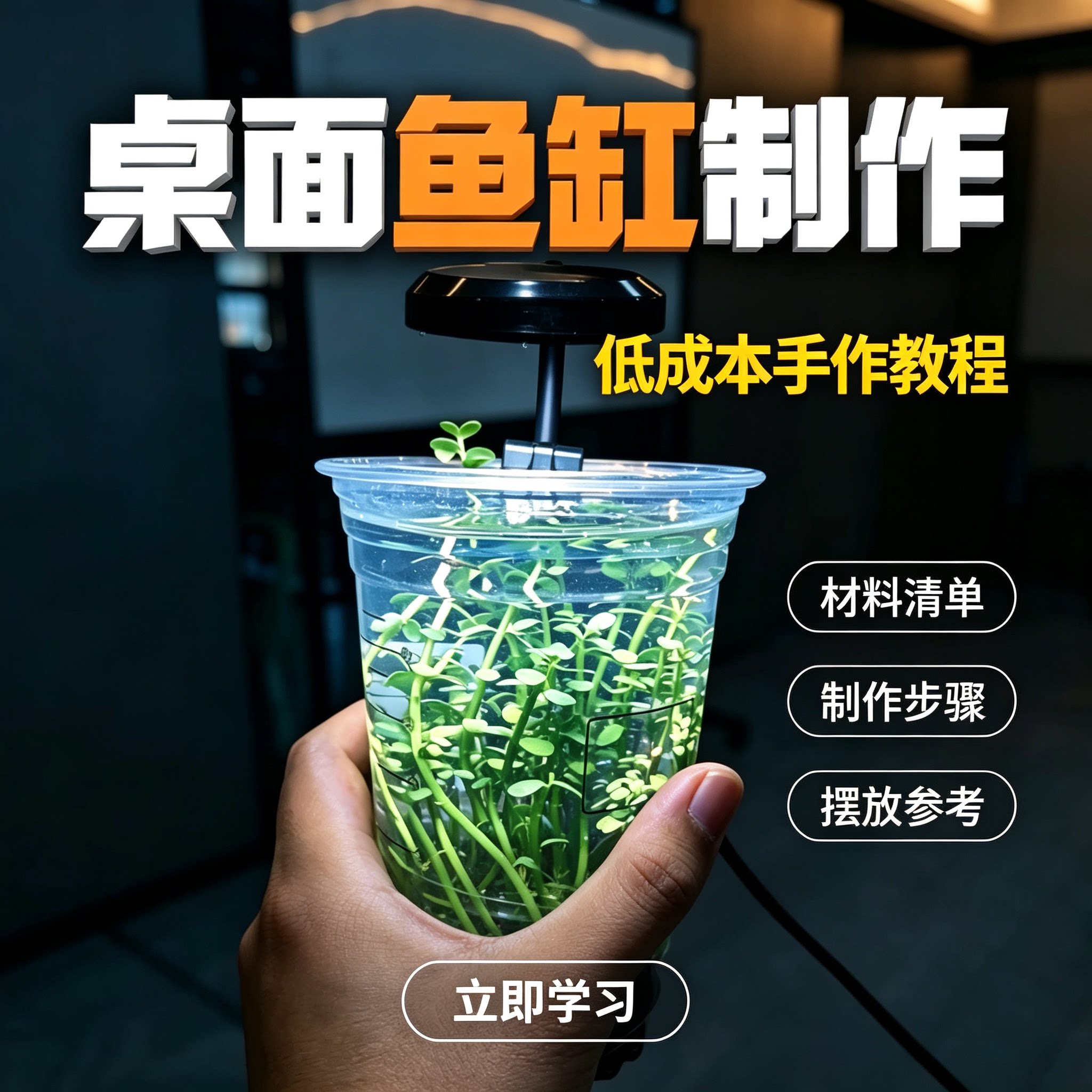 桌面鱼缸手工制作教程材料清单制作步骤造景摆放参考