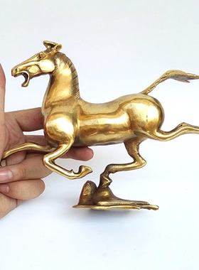 黄铜马玄关摆件 生肖马铜马踏飞燕摆饰 家居办公室招财马开业礼品