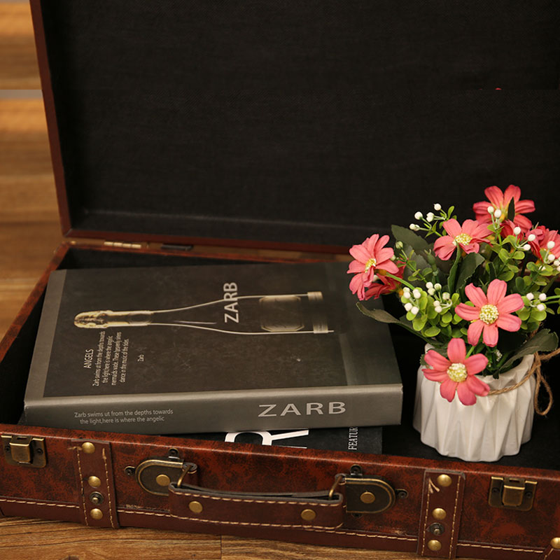 欧式复古橱窗装饰摆设手提箱老式皮箱拍摄道具家用收纳箱木箱子