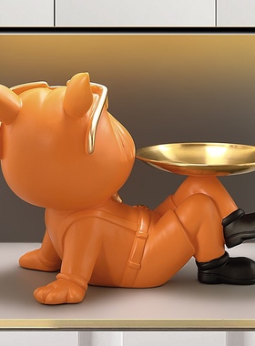 创意法斗犬入户玄关钥匙收纳家居轻奢装饰品鞋柜桌面摆件乔迁送礼