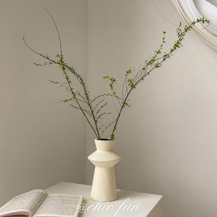 小摆件干花轻奢高级感奶油风郁金香 白色复古创意水培陶瓷花瓶法式