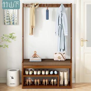 挂衣架一体玄见详情关入户可简易鞋 衣用帽架落地家坐门口换鞋 凳柜