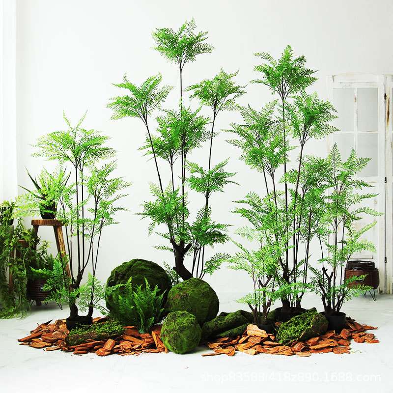 北欧仿真蕨树盆栽假绿植装饰室内园艺居家落地摆件造布景仿生植物