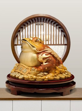 招财进宝铜金蟾摆件三足蟾蜍办公室桌面店铺收银台装饰品开业礼品