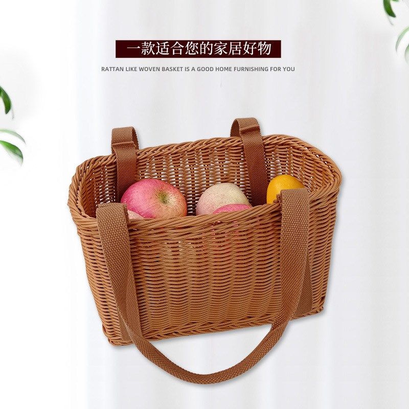 仿藤手工购物篮买菜篮子手提篮野餐篮子宠物篮鸡蛋篮子超市购物篮,收纳整理,收纳筐,淘宝优惠券,粉丝福利购,淘宝优惠卷