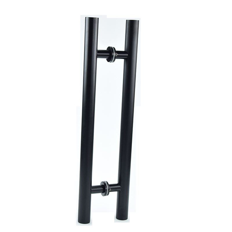 孔距600/900/1.4/1.5米不锈钢黑色大门扶手 圆管玻璃浴室门长拉手