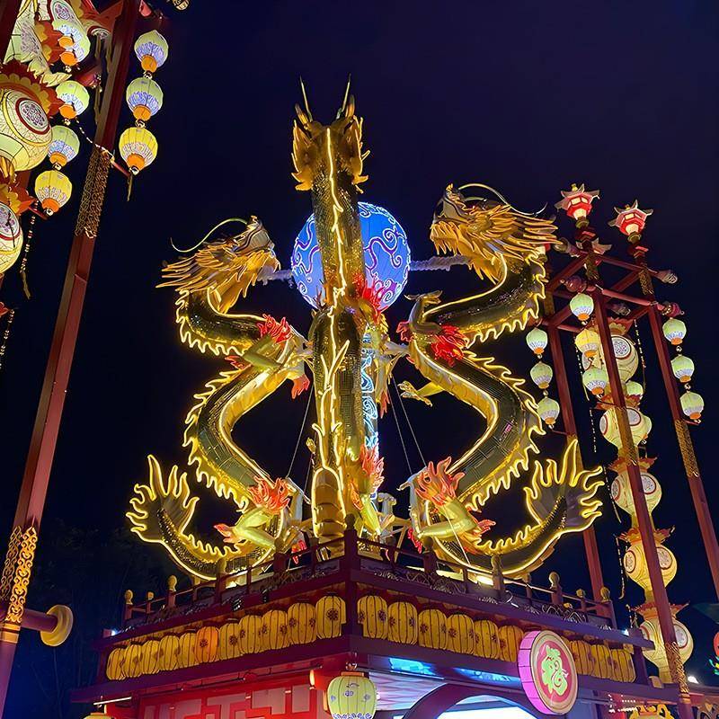 2024春节花灯大型二龙戏珠中国龙彩灯龙年庙会活动灯展景区景观灯