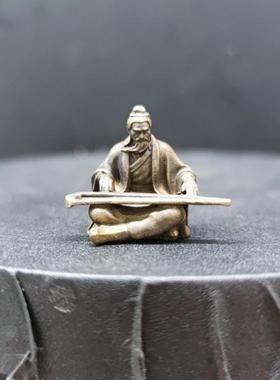 黄铜高山流水伯牙鼓琴古代古筝小人物鱼缸盆景假山微缩造景观摆件