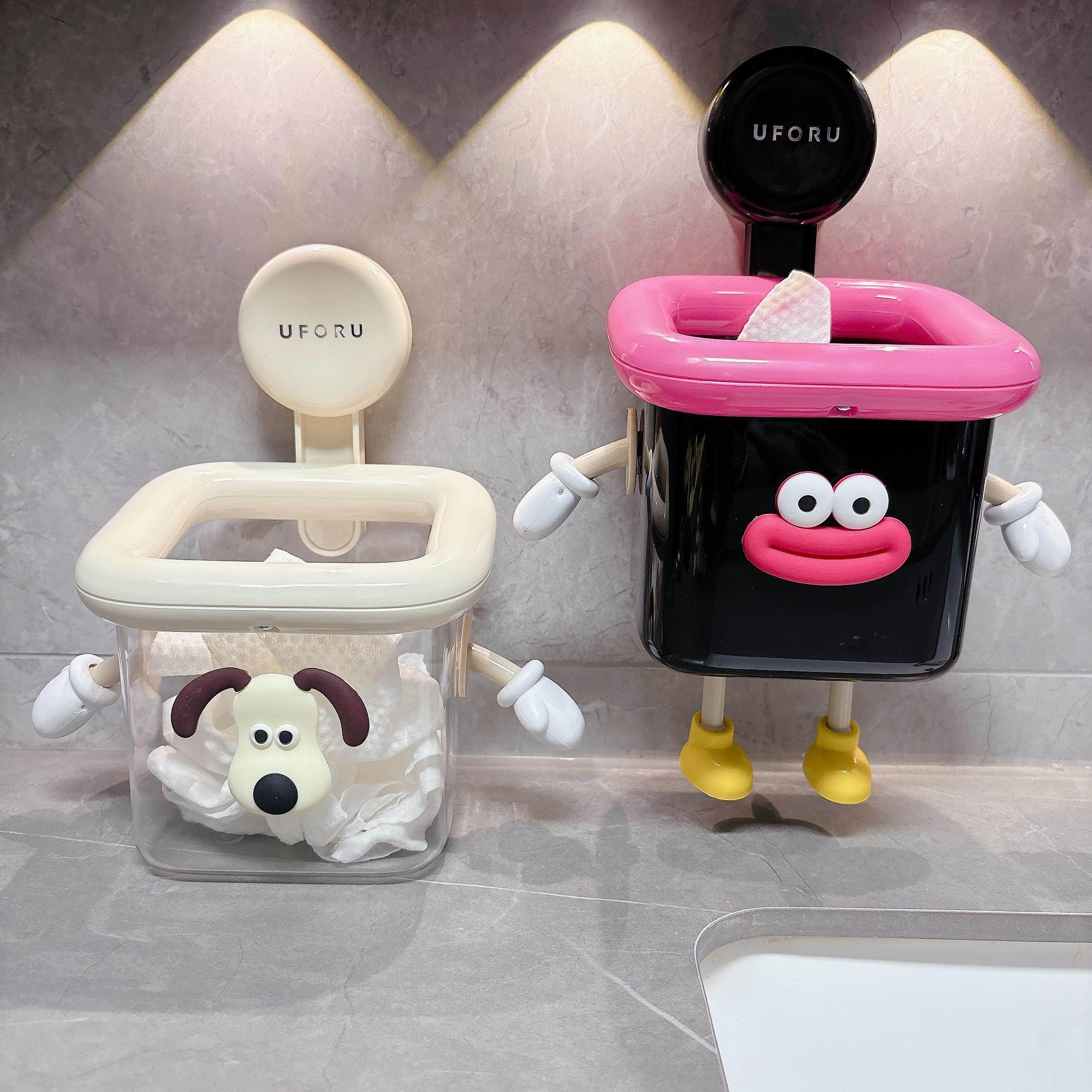 吸盘卡通废弃二次一次性洗脸巾收纳盒免打孔壁挂置物架卫生间收纳