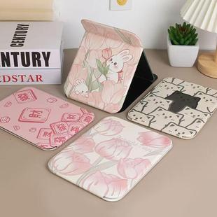 郁金香镜子化妆镜折叠便携学生宿舍用随身桌面梳妆镜家居高清双面