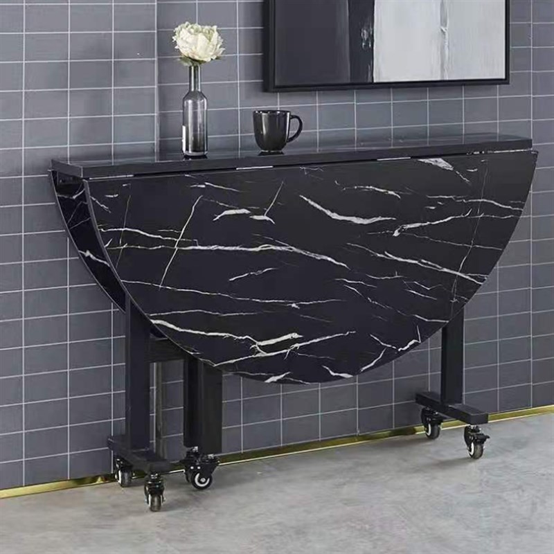 折叠桌家用圆形餐桌多功能便捷圆桌空间简约现代易收纳餐桌实木桌