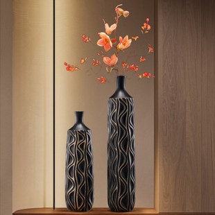 艺术花瓶入户玄关壁龛摆件细长竖高轻奢客厅电视柜开放格软装饰品