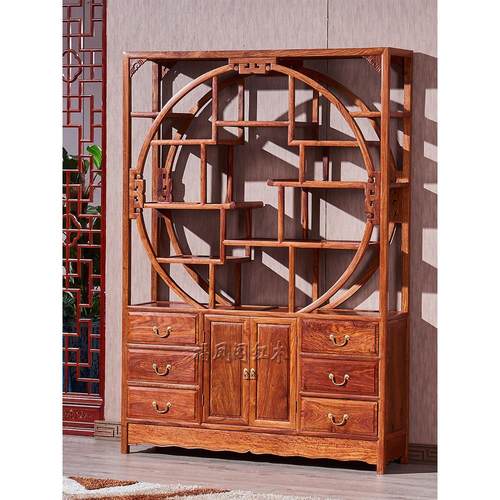 红木博古架展示柜花梨木客厅多宝阁新中式实木隔断刺猬紫檀置物架