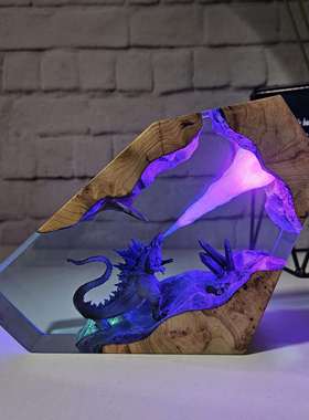 创意有趣潮玩哥吉斯拉礼物桌面摆件送朋友海洋风怪兽风装饰小夜灯