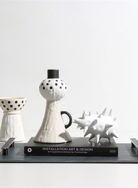 新中式创意白色斑点陶瓷摆饰样板间样品屋展示中心酒店玄关客厅隔