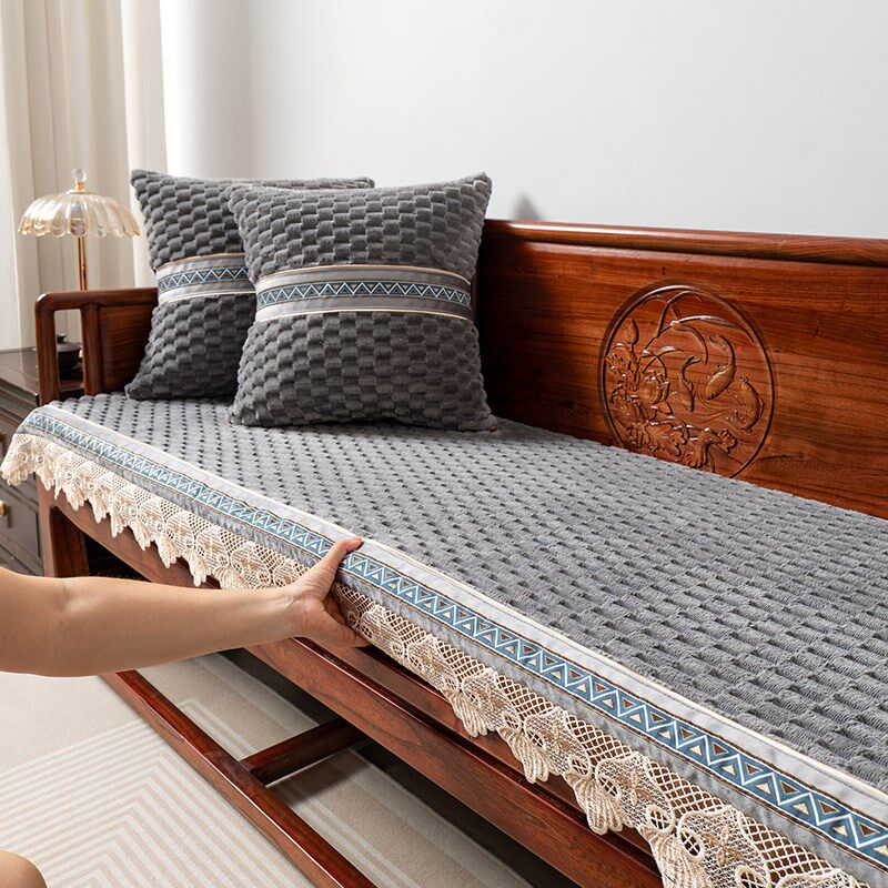 沙发垫秋冬加绒固定防滑实木老款海绵坐垫新中式加厚加硬沙发座垫