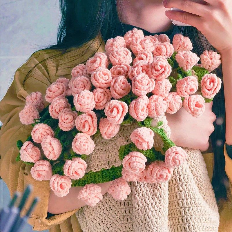 铃兰玫瑰花束毯子毛线手工编织diy材料包自制钩针手作礼物送女友,服饰配件/皮带/帽子/围巾,DIY编织材料包,淘宝优惠券,粉丝福利购,淘宝优惠卷