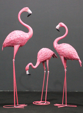 森系婚庆道具铁艺火烈鸟庭院别墅露台园艺商场橱窗装饰品花园摆件