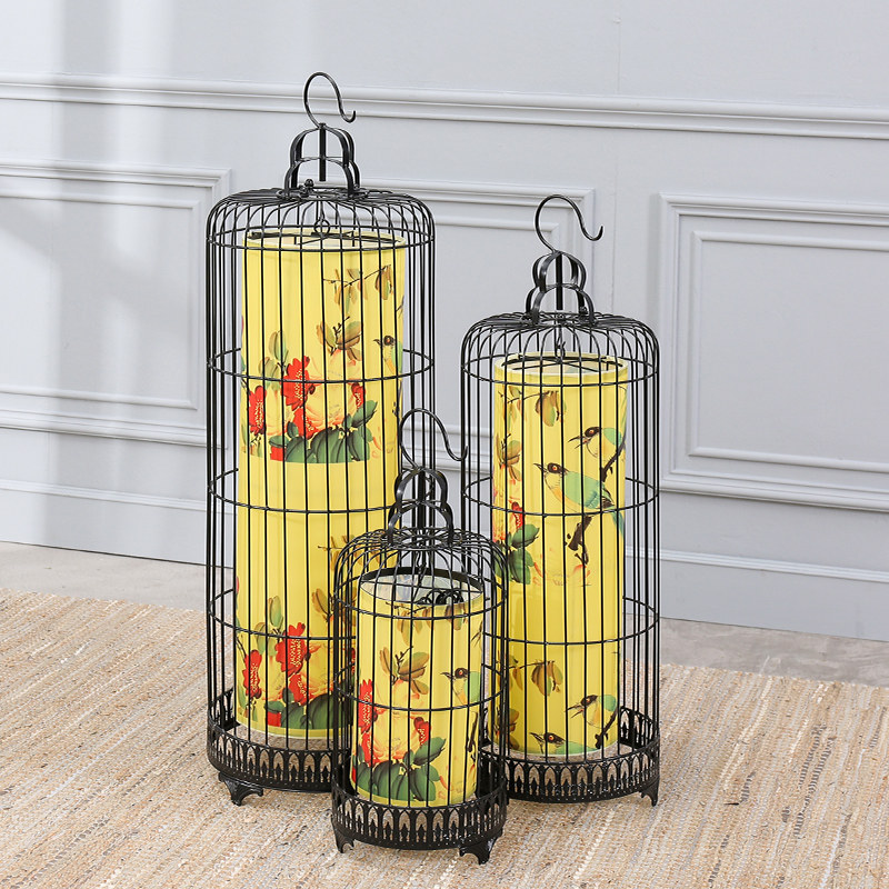 新中式吊灯创意酒店咖啡茶楼餐厅走廊过道灯复古中式铁艺鸟笼吊灯