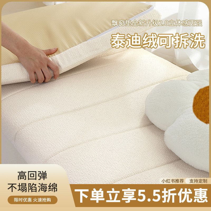 可拆洗飘窗垫窗台垫2023新款泰迪绒台坐垫定制阳台垫子轻奢高级感