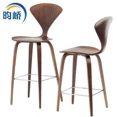 Cherner Barstool彻纳酒吧椅设计师实木弯板简约现脚凳吧凳