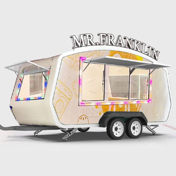 景区固定营地旅行无动力露营车电动餐车多功能拖挂牵引式移动房车