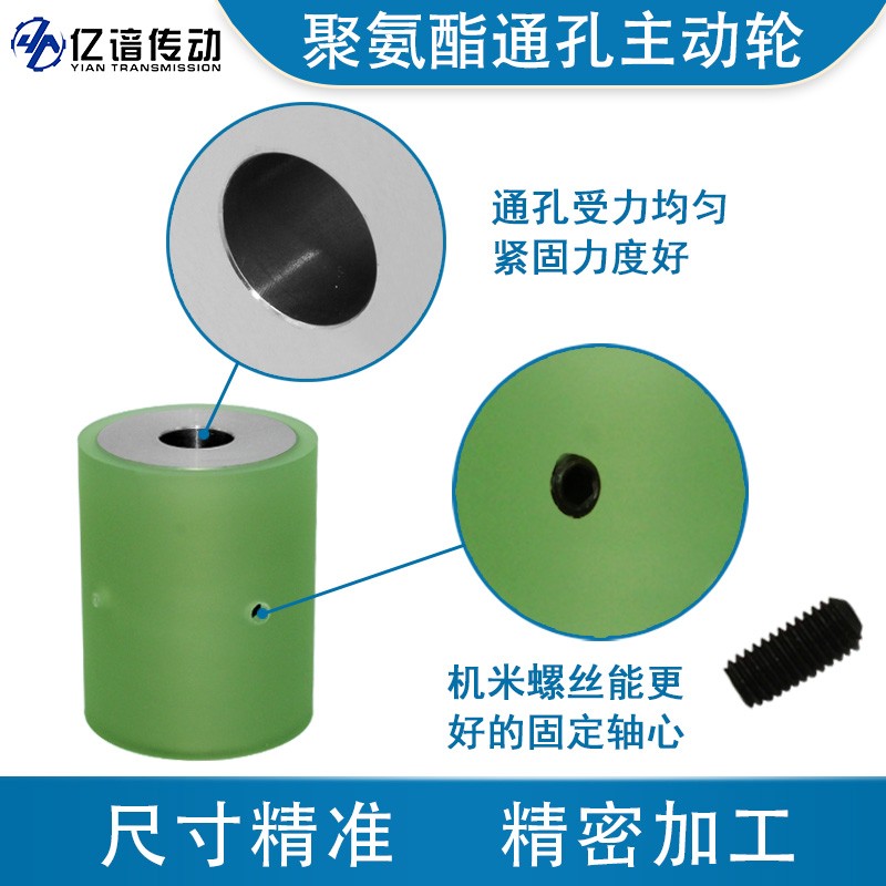 主动轮动滑轮通孔聚氨酯包胶轮不锈钢流水线动力滚筒现货压辊定制