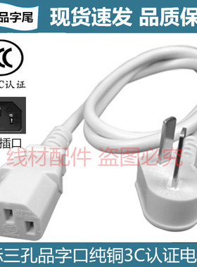 适用卓朗F-011A F-022ES便携式折叠烧水壶瓶杯三孔插头电源线白色