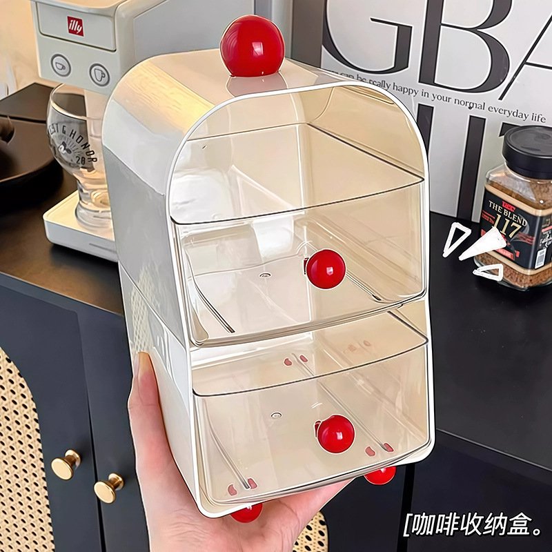 茶包收纳盒创意多层抽屉式家用咖啡置物架办公室大容量桌面收纳盒