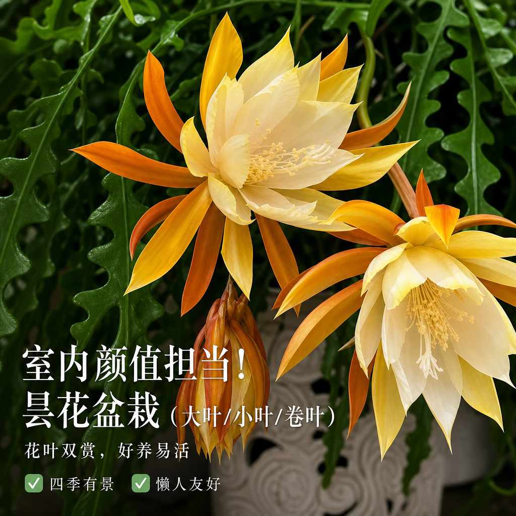 昙花盆栽小叶卷叶多年生花卉绿植观叶观果观花新手好养阳台多肉植